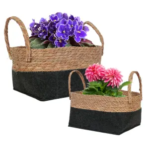 Set of Two Seagrass Outdoor Garden Planter Flower Plant Pots