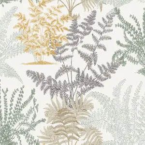 Grandeco Lima Delicate Fern Textured Wallpaper, White