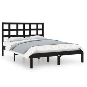 Berkfield Bed Frame Black Solid Wood 140x200 cm