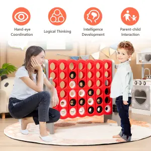 Costway 4-in-A Row Jumbo Indoor Outdoor Family Connect Game w/Basketball Hoop