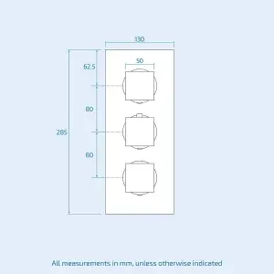 Nes Home Rose 3 Dial 2 Way Square Concealed Thermostatic Mixer Valve Body Jet Shower Head