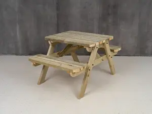 Fortem Rounded Pub Style Picnic Table Benches Set (3ft, Natural finish)