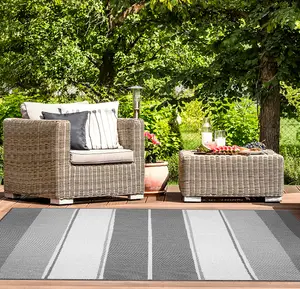 Duo Weave Collection Outdoor Rugs in Tonal Stripes Design