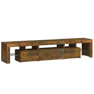 Berkfield TV Cabinet with LED Lights Smoked Oak 200x36.5x40 cm