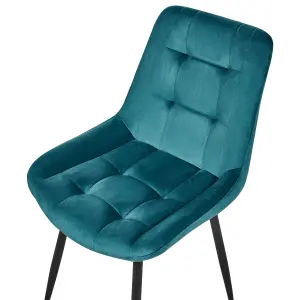 Set of 2 Dining Chairs MELROSE Velvet Turquoise