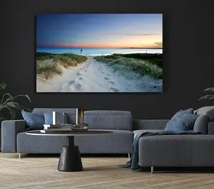 Sunrise Beach Walk Canvas Print Wall Art - Medium 20 x 32 Inches