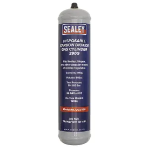 Sealey Disposable Carbon Dioxide CO2 Gas Cylinder 390g For Mobile Welder CO2/100