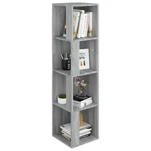 Berkfield Corner Cabinet Grey Sonoma 33x33x132 cm Engineered Wood