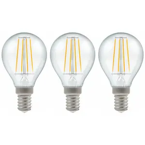 Crompton Lamps LED Golfball 5W E14 Dimmable Filament Warm White Clear (40W Eqv) (3 Pack)