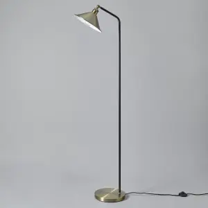 Litecraft Danica 1 Light Antique Brass Industrial Style Floor Lamp