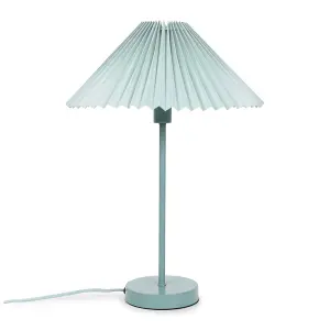 ValueLights Akira Blue Metal Table Lamp with Pleated Lampshade - LED Bulb Included