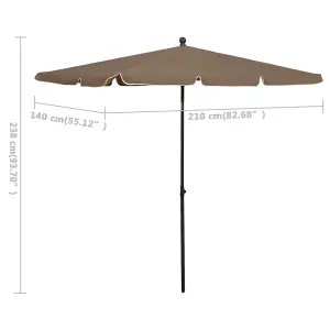 Berkfield Garden Parasol with Pole 210x140 cm Taupe