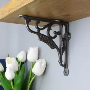 Oakcrafts - Pair of Antique Cast Iron London Euston Shelf Brackets - 150mm x 150mm