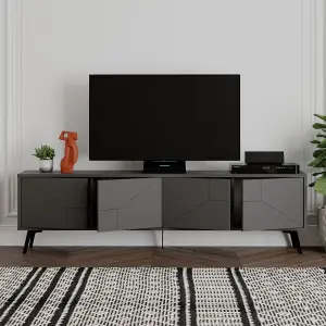 Decortie Dune Modern TV Unit Multimedia Centre with Storage Stylish TV Cabinet 65" TVs Anthracite Grey 180cm