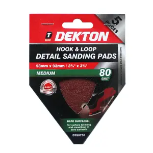 Dekton 20pc 80 Grit Hook And Loop Detail Sanding Pads 693mm X 93mm