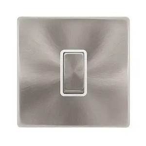 Brushed Steel Screwless Plate 10A 1 Gang 2 Way Ingot Light Switch - White Trim - SE Home