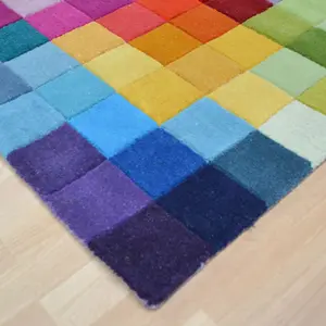 Funk Multi Colour Boxes Rug Rug 70x300 Runnercm for the Living Room