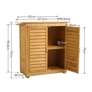 2 x 3 ft Wooden Garden Storage Cabinet Shed Box Organizer Pent Roof with 2 Tier Storage Shelf