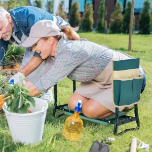 Costway Folding Garden Kneeler Seat Soft EVA Pad Bench w/ Large Tool Pouches