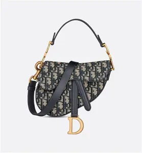 DIOR Mini Saddle Bag With Strap Blue Dior Oblique Jacquard - Women