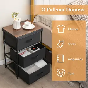 Costway 3-Tier Fabric Dresser Chests of Drawers Bedroom Nightstand w/ 3 Drawers