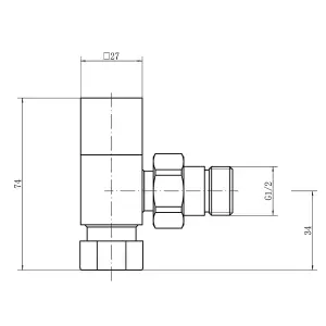 Right Radiators Angled Square Head Brushed Brass Heated Towel Rail Radiator Valves Pair