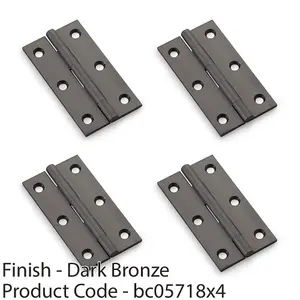 4 PACK - PAIR Solid Brass Cabinet Butt Hinge - 75mm - Dark Bronze Premium Cupboard