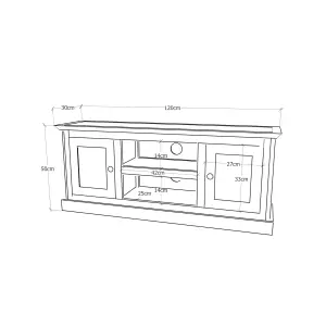 Biccari Grey 2 Door TV Cabinet Brass Knob