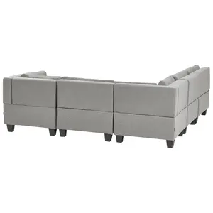 Corner Sofa with Ottoman UNSTAD Light Grey Fabric Right Hand