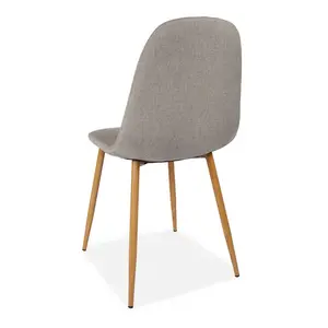 4 Gaviota Fabric Velvet Upholstered Dining Chair (Set of 4) Cotton Light Grey / Walnut