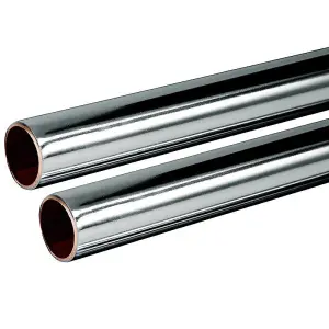 Chrome Plated Copper Tube 15mm 2x 1m Length BS EN1057 R250 British Copper 2.0m