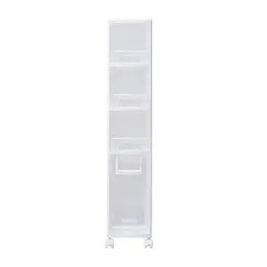 81cm H Plastic 4-Tier Slim Cabinet Storage Drawer Organizer Cart in White