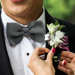 Dark Grey Satin Polyester Bow Tie for Casual & Formal Wear, Wedding Party Accessory