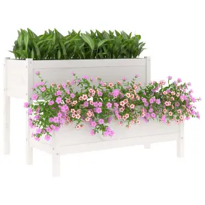 Berkfield Planter White 110x84x75 cm Solid Wood Pine