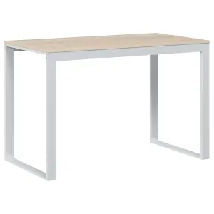 Berkfield Computer Desk White and Oak 110x60x73 cm Engineered Wood