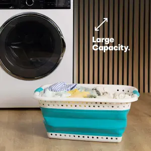 FOLDAWAY LAUNDRY BASKET - TURQUOISE