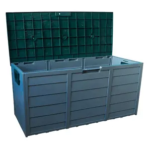 Wood Panel Effect Outdoor Storage Box - Weatherproof Wheeled Storage Chest for Garden Equipment - H54x W112 x D49cm, 296L Capacity