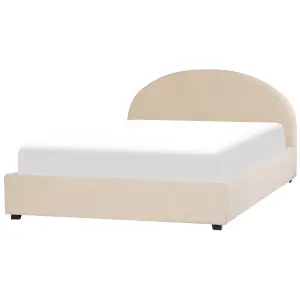 Boucle EU Super King Size Ottoman Bed Beige VAUCLUSE