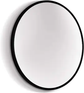 DEENZ 50Cm Large Round Black Wall Mounted Mirror Aluminium Frame Bathroom Mirror