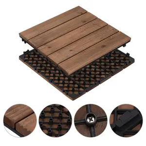 30cm L x 30cm W Interlocking Wood Deck Tile (Set of 27) Brown