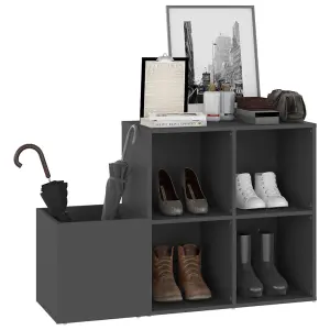 Berkfield Hall Shoe Cabinet Grey 105x35.5x70 cm Engineered Wood