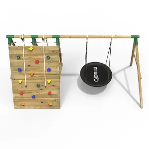 Rebo Beat The Wall Wooden Swing Set with Double up & Over Climbing Wall -Zenith