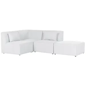 Right Hand 3 Seater Modular Jumbo Cord Corner Sofa with Ottoman Off White LEMVIG