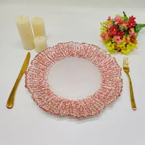 Neel Blue Charger Plates for Table Decoration - Rose Gold Crackled