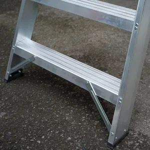 0.6m Aluminium Platform Step Ladders 3 Tread Home DIY Lightweight Metal Steps