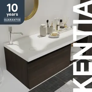 GoodHome Kentia Matt White Rectangular Vanity Basin (W)100.6cm