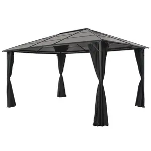 Berkfield Gazebo with Curtain Aluminium 4x3x2.6 m Black