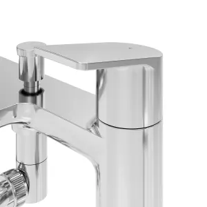 GoodHome Ajeeta Gloss Chrome effect Deck-mounted Bath mixer tap with shower kit