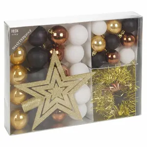 33 Piece Ornament Bauble Set Golden Glamour