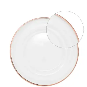 Neel Blue Charger Plates for Table Decoration - Rose Gold Trim Pearl Flower - Pack of 12